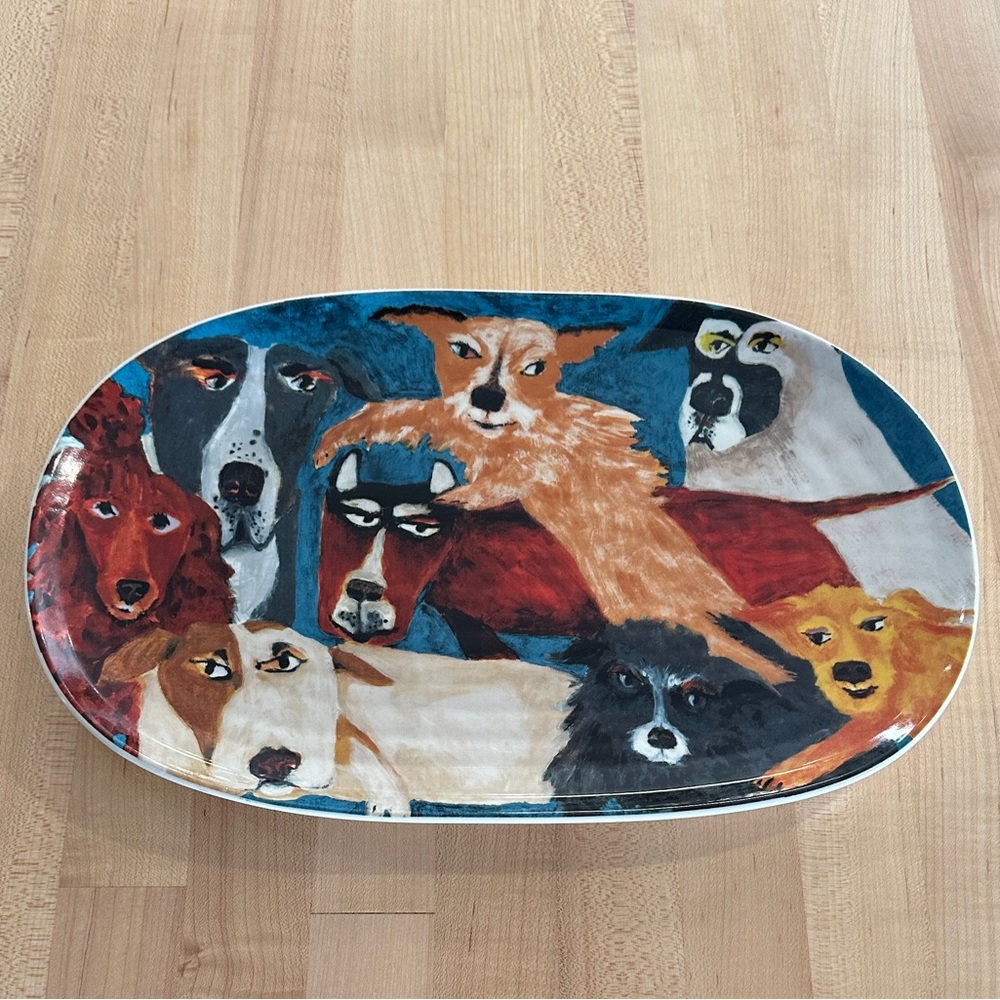 Anthropologie-Carole Akins Furry Friends Oval Platter